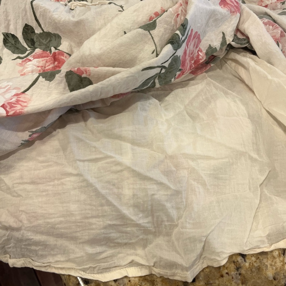 Old Navy Floral Roses Smocked Dress - Cream and Pink Lined - Picture 5 of 5